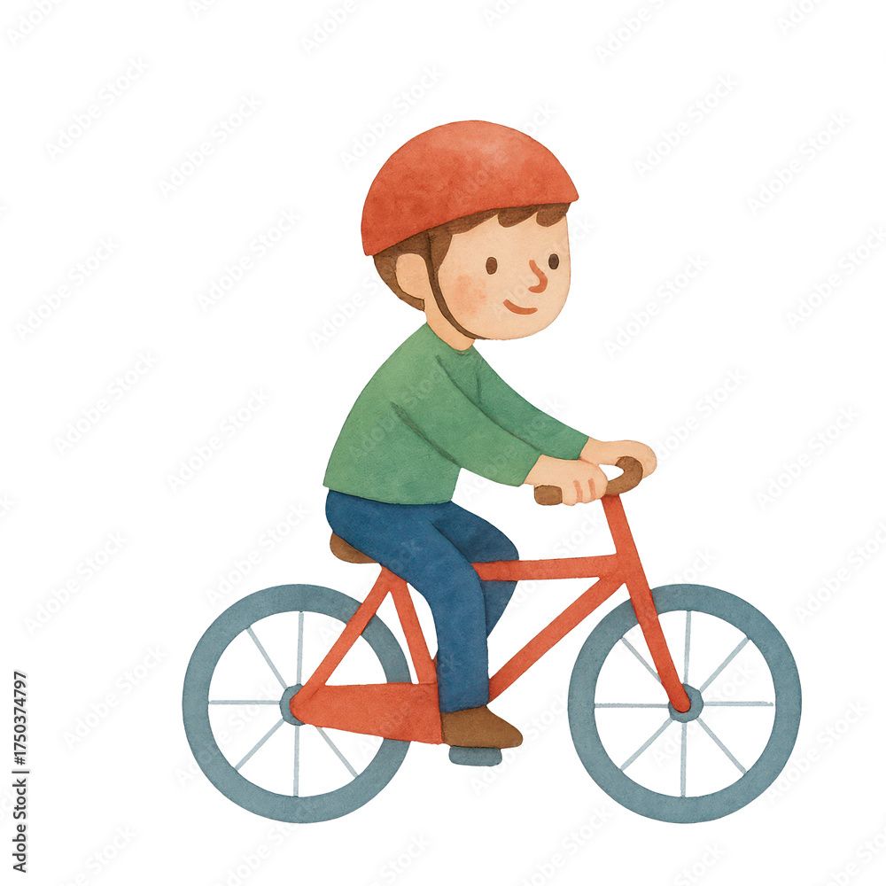 Fototapeta premium PNG Child riding bicycle illustration.