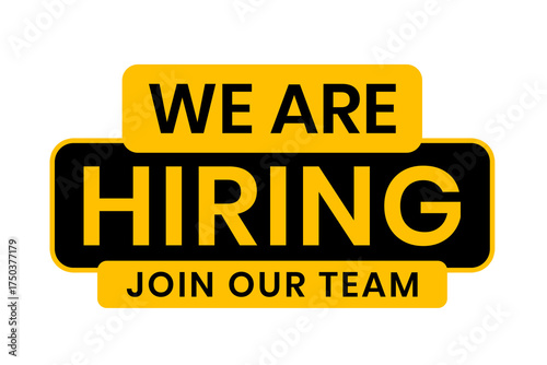 yellow we are hiring sticker element for announcement job banner