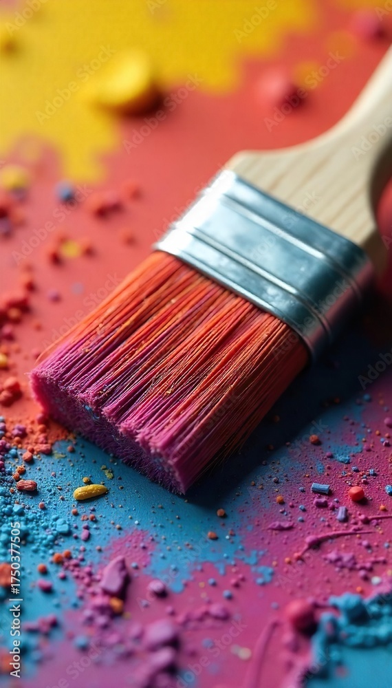 Fototapeta premium Vibrant Paintbrush Bristles Close-Up Ready for Home Improvement Projects