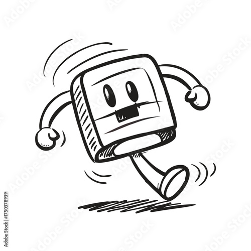 A Running Battery Icon Escaping From Low Power Mode Funny Energy Vector Flat Design  