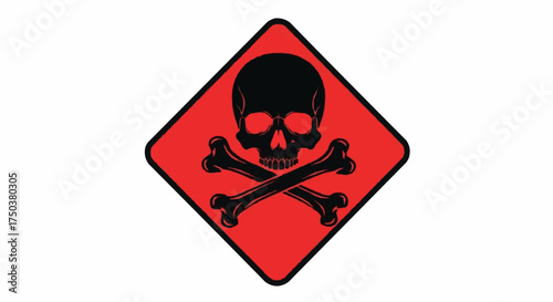 Bold skull and crossbones sign, danger and hazard symbol warning of toxicity