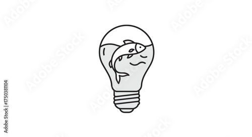 Fish Swimming Inside a Lightbulb of Water