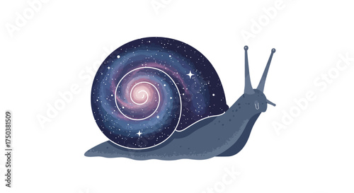 Snail Shell Filled with Starry Cosmic Galaxy