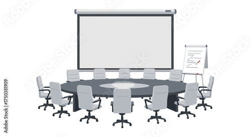 Conference Room with Round Table and Chairs for Collaborative Discussions