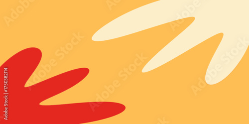 Abstract Claws or Leaf Shape Background. Simple vector illustration background with abstract shapes resembling claws or stylized leaves in a contrasting warm color scheme.