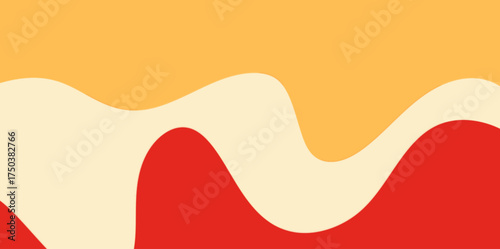 Flowing Melted Cheese Effect Abstract Background. Simple vector illustration background resembling a melted or dripping effect with smooth, undulating lines in orange and cream.