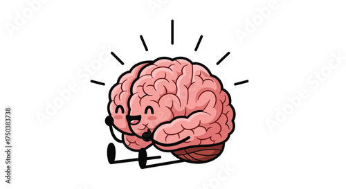 This adorable happy brain character illustration is a fun and engaging way to represent learning and intelligence.