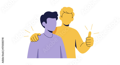 Two friends show their support and give a thumbs up gesture in a moment of encouragement and positivity