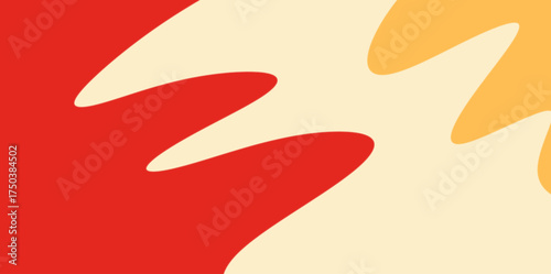 Zigzag Abstract Liquid Divide Background. Simple vector illustration background with a sharp, zigzag-like liquid shape dividing the image into red and cream sections.