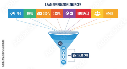 Analyzing Sources for Sales Growth in Business Strategy, Digital Marketing, Infographic View, Corporate Environment