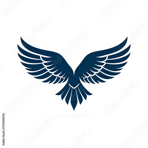 Stylized dark blue eagle with spread wings