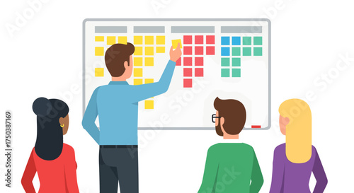 Team Collaboration, Brainstorming Session, Office Workspace, Illustration, Creative Environment, Group Perspective, Problem-Solving Concept