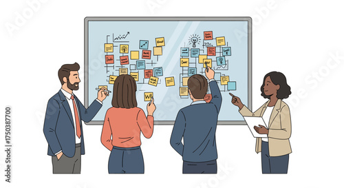 Team Collaboration, Brainstorming Session, Office Space, Illustration, Creative Environment, Engaging Concept