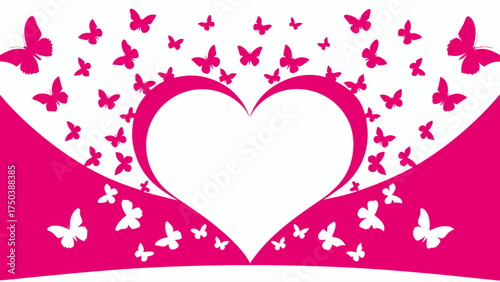 Stunning butterflies flutter around a heart creating a romantic and whimsical design perfect for weddings, Valentine's Day, or any special occasion