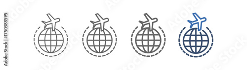 
outline icon set travel with globe and airplane design