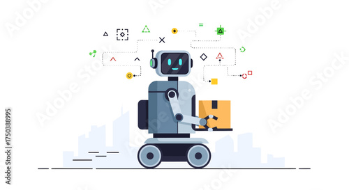 Smart Technology, Modern Cityscape, Illustration, Futuristic Environment, Side Viewpoint