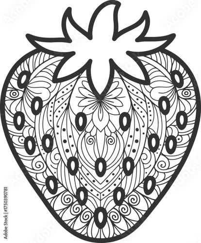 mandala round ornament of strawberry