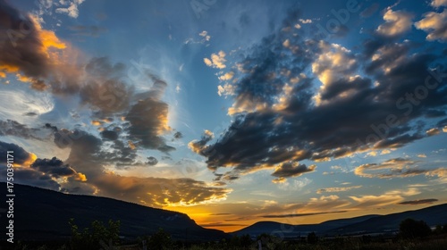 Summer Skies: Dramatic Sunrises, Sunset Hues (Red, Orange, Yellow) & Cloudscapes Over Mountain Horizons