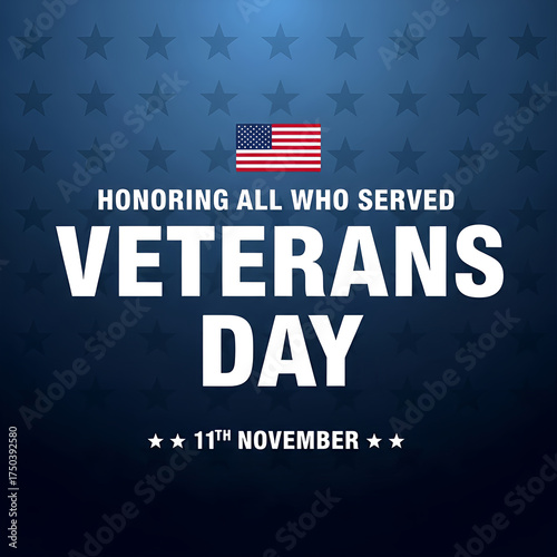 Patriotic American Veterans Day background with stars and flag for the November 11th holiday celebration