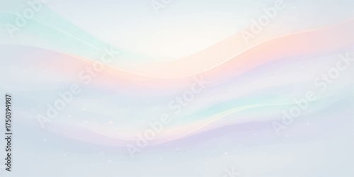 Bright, colorful abstract vector illustration of a blurred blue and green sea wave pattern against a light summer sky backdrop