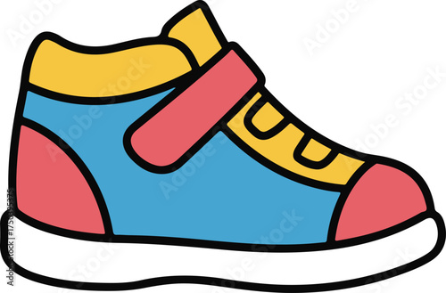 Colorful cartoon sneaker with velcro strap shoe footwear