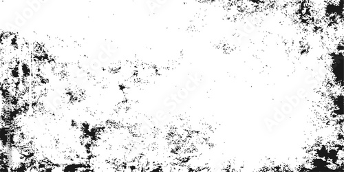 Abstract dark grunge background texture with black paint splatter and ink drops border design