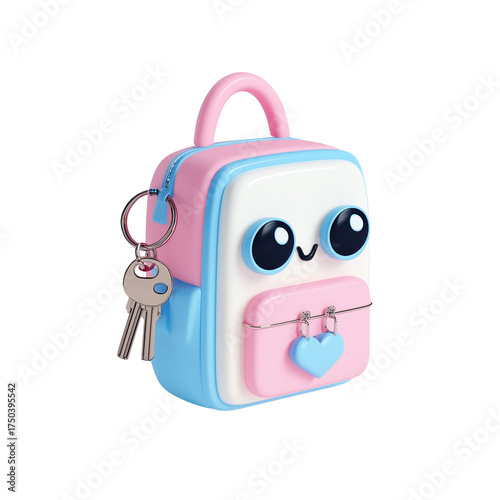 Cute Kawaii Backpack Keychain with Keys.