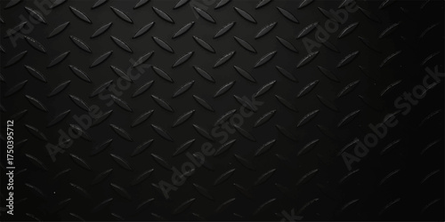 Dark seamless industrial diamond plate metal surface texture background