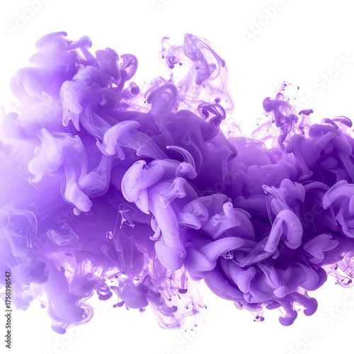 Swirling, ethereal, purple cloud formation against a stark black backdrop. Abstract and dynamic