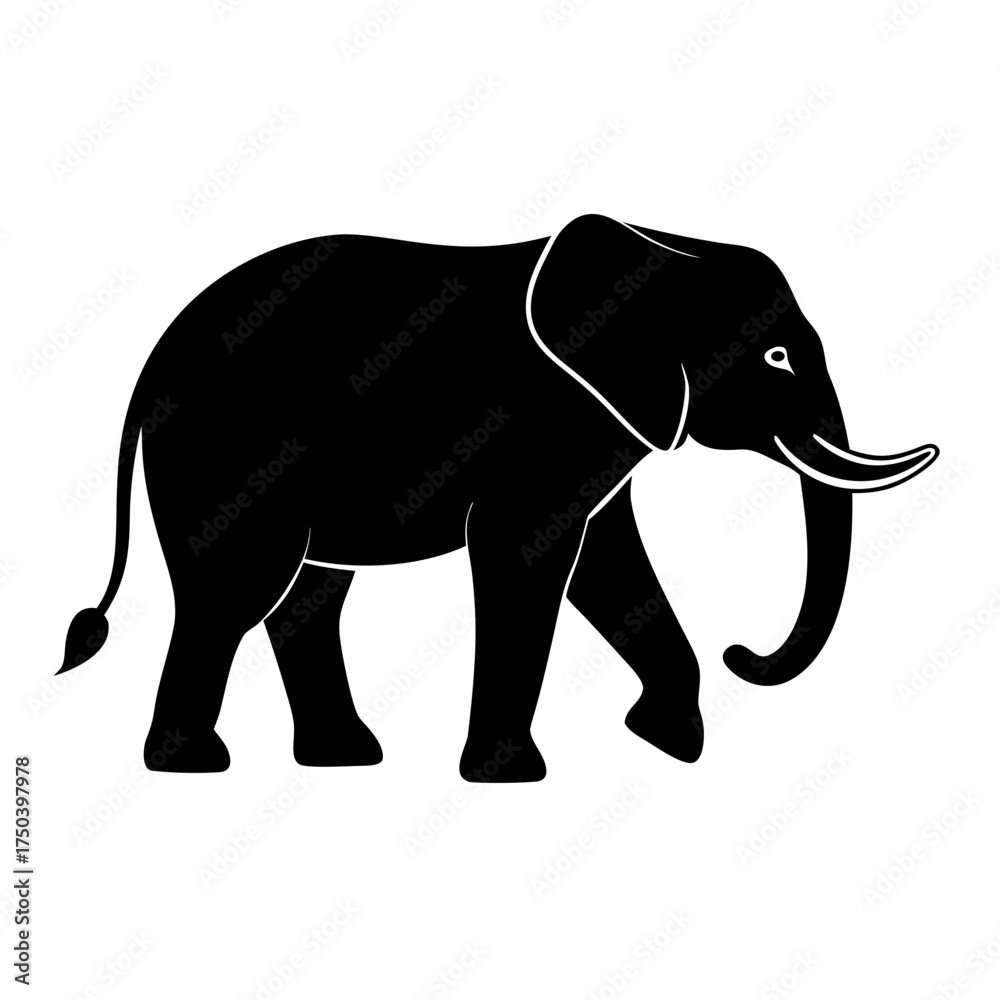Fototapeta premium Silhouette of an elephant walking in black color