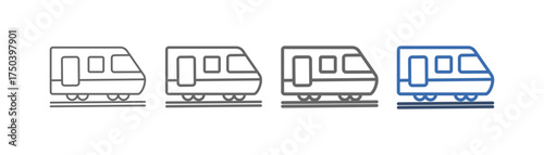 
outline icon set high speed train with fast train and rail way  design