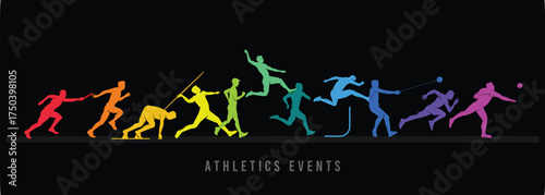 Great editable vector design of track & field sports players poses for any digital and print graphic resources	