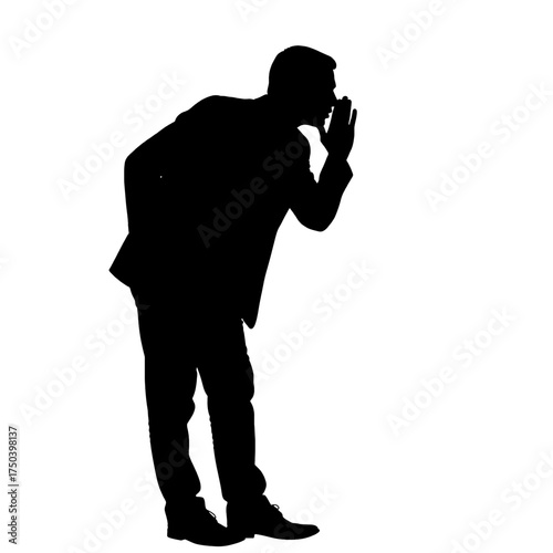 Silhouette of a man whispering a secret.