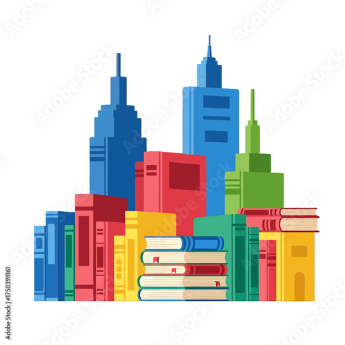 Books and Buildings - A Colorful Cityscape of Knowledge.