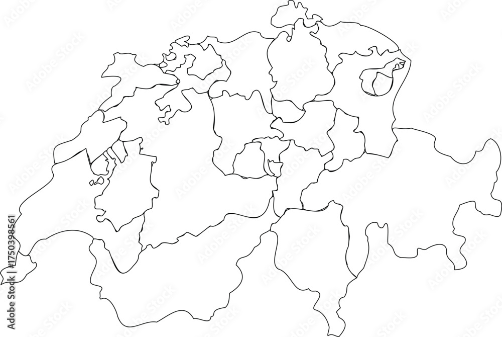 Obraz premium Outline map of Switzerland vector illustration 