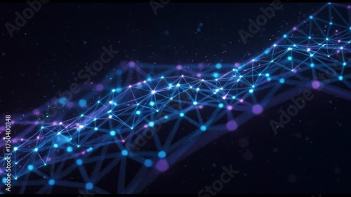 Abstract digital network connection glowing nodes