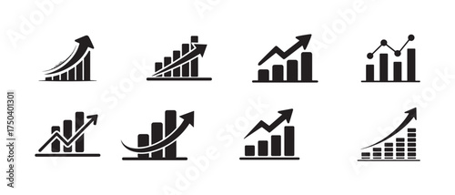  Graph icon vector,  graph sign, Profit growing icon, Progress bar, Chart increase profit, Vector illustration EPS 10.