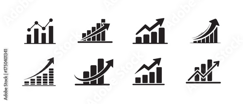 Graphic rise chart icon, Chart graph growth icon,  Progress bar, Growing graph icon graph sign, Chart increase profit, Vector illustration EPS 10.