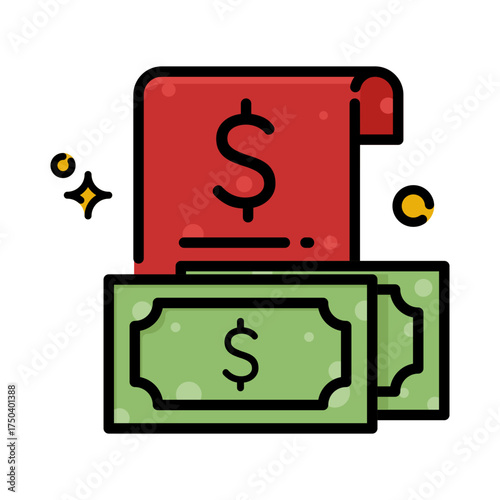 Payment for the red invoice is due green money with dollar signs financial, accounting, business, payment concepts stock photos, advertisements, presentations.