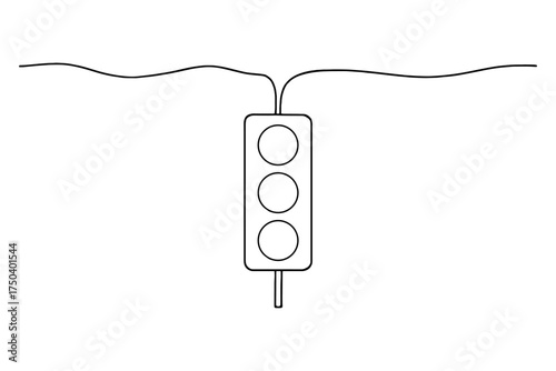 Continuous Line Drawing of Traffic Light,
Single-Line Illustration, Black & White, Modern Graphic Design, Straight-On View