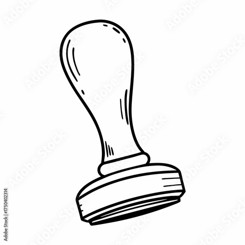 Stamp with a curved handle in a hand-drawn style  