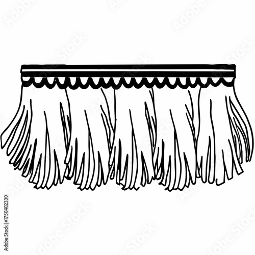 Decorative fringe trim with scalloped edge and tassels  