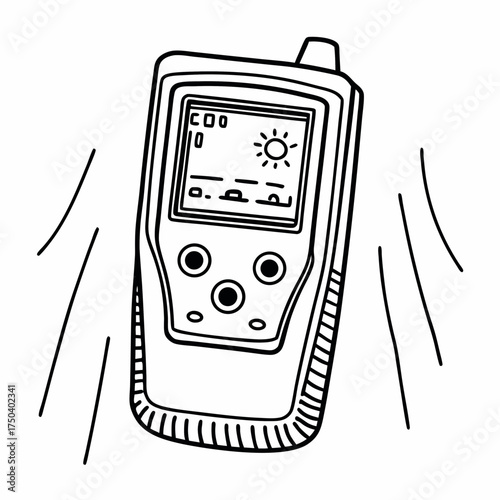 Handheld measuring device with display and buttons for readings  