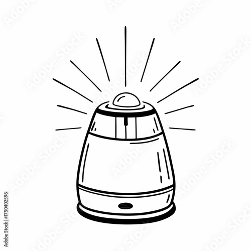 Emergency alarm light with rays indicating alert situation  