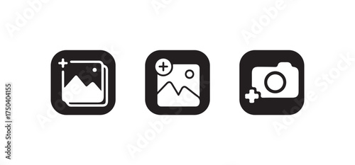 Add photo gallery icon, photo album icon, image picture symbol, Add photos icon, Vector illustration EPS 10.