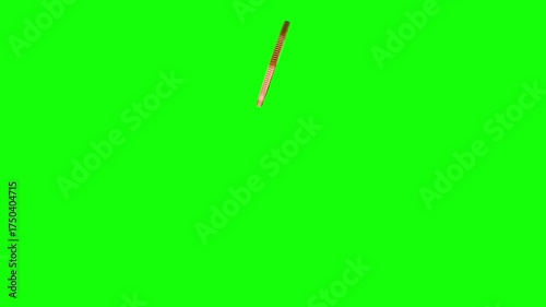 Bitcoin isolated digital cryptocurrency gold coin soars and falls on green background, slow motion 3d
