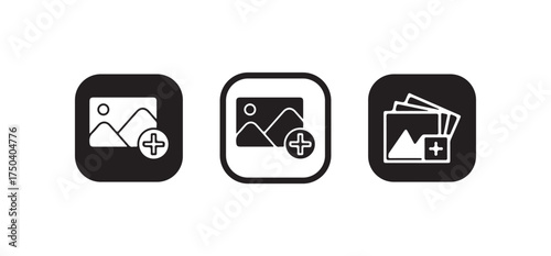 Add photo icon, Add Alternate Photo Icon, add photo gallery icon, Vector illustration EPS 10.