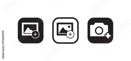 Add photo gallery icon, photo album icon, image picture symbol, Add photos icon, Vector illustration EPS 10.
