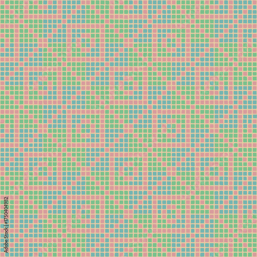 ornament from hand drawn squares. vector seamless pattern. pastel colors. repetitive background. modern art. decorative pixels. geometric fabric swatch. textile design template. home decor