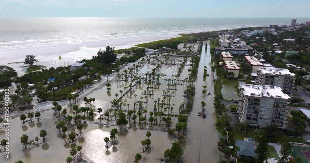 Hurricane Milton flooded Siesta Key community in Florida. Aftermath of ...